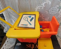 1978 REMCO BABY THIS 'N THAT 3 IN ONE PLAY BENCH, ACCESSORIES, IN BOX, BABY DOLL TOO
